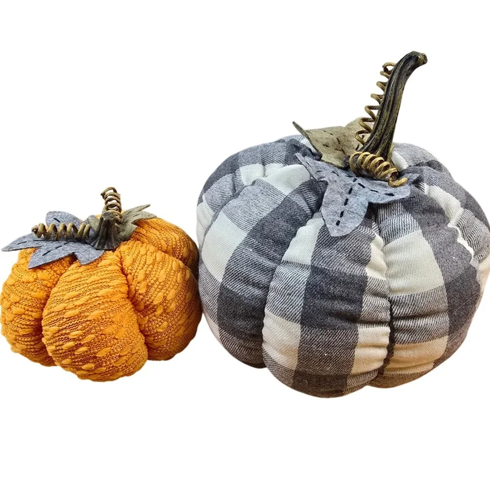 Pumpkins Stuffed Halloween Thanksgiving Fall Autumn Plush Felt Resin 7